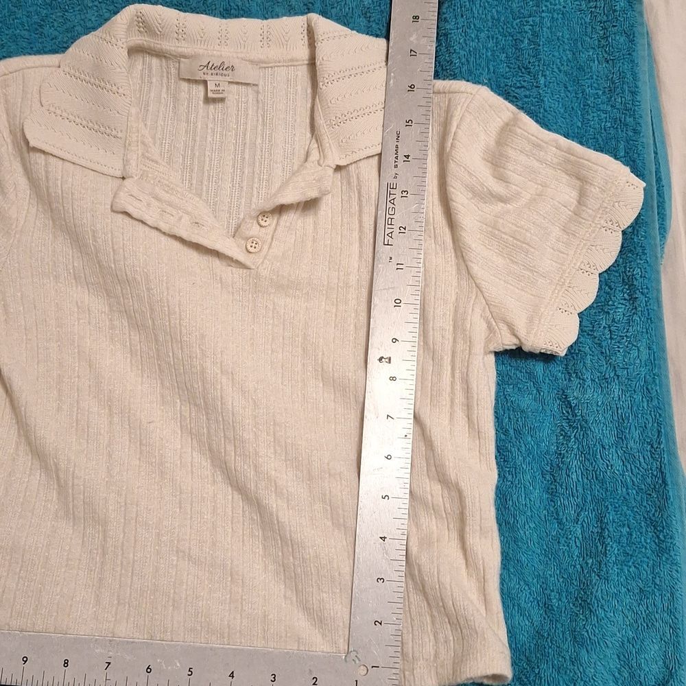 White Collared Knit Top - Picture 7 of 8